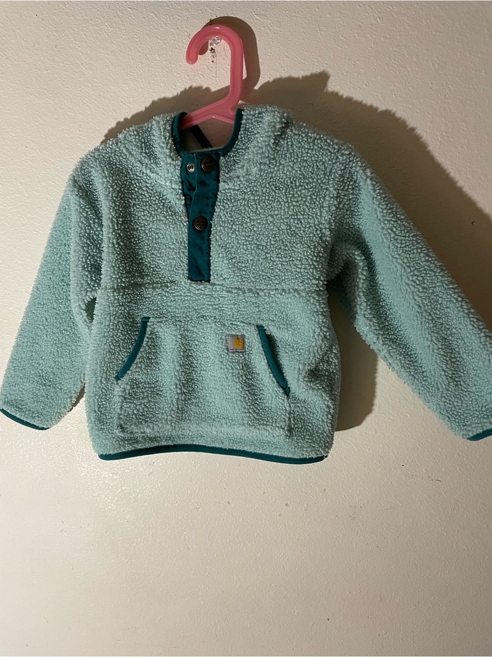Carhartt Kids Teal Sherpa Pullover with Dark Teal Trim